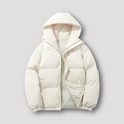 Quilted Zip Up Hooded Winter Puffer Jacket for Men