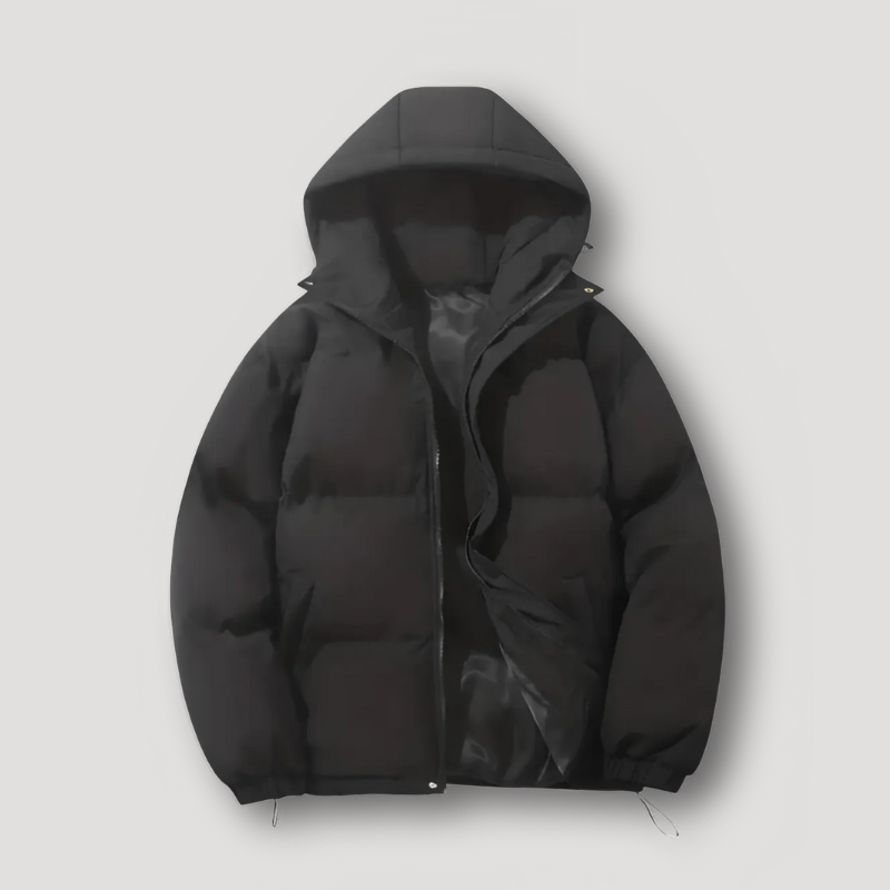 Quilted Zip Up Hooded Winter Puffer Jacket for Men