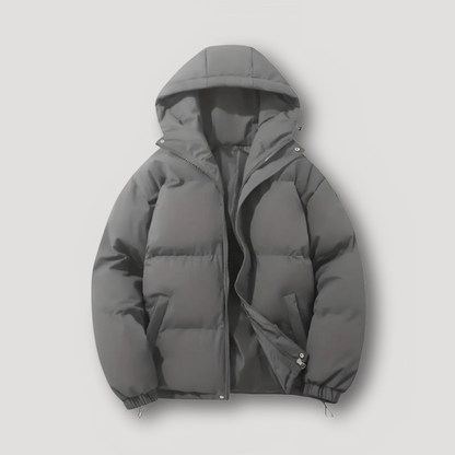 Quilted Zip Up Hooded Winter Puffer Jacket for Men