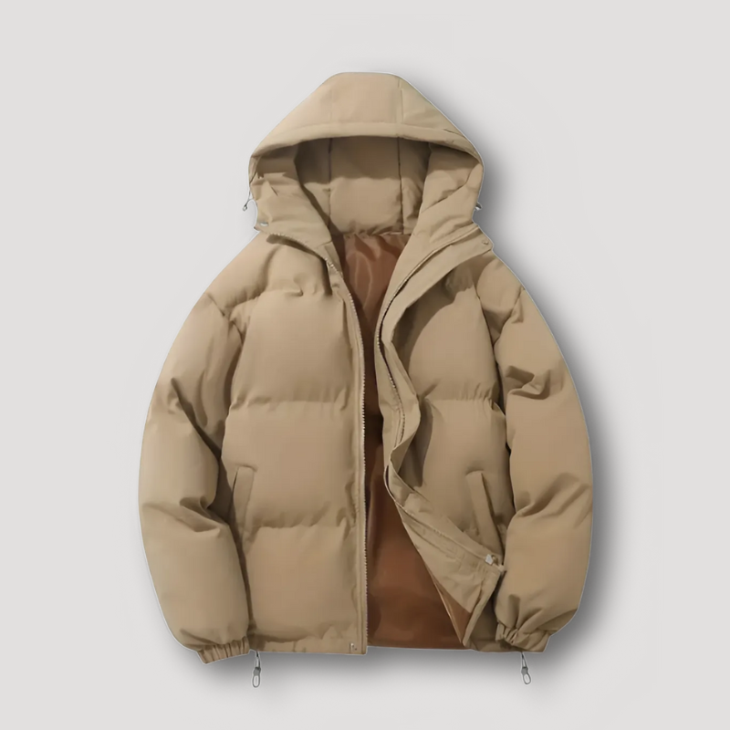 Quilted Zip Up Hooded Winter Puffer Jacket for Men