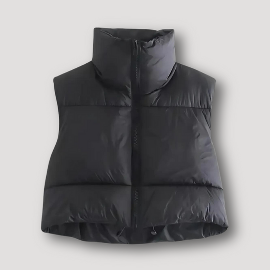 Full Zip Cropped Quilted Puffer Vest for Women