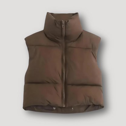 Full Zip Cropped Quilted Puffer Vest for Women