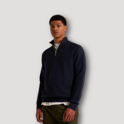 Classic Quarter Zip Blue Sweater