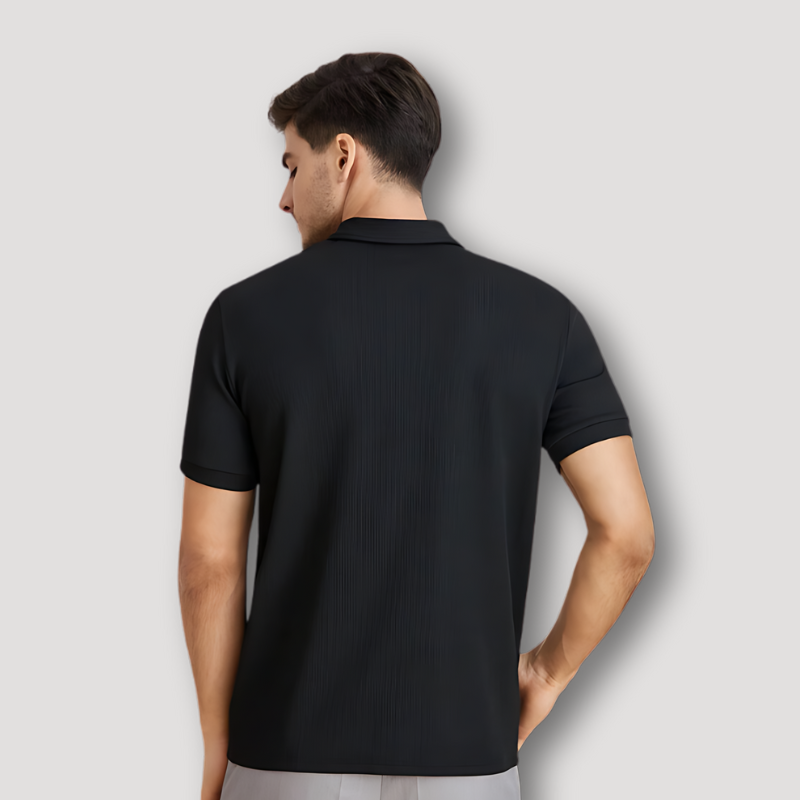 Quarter Zip Black Polo Shirts for Men