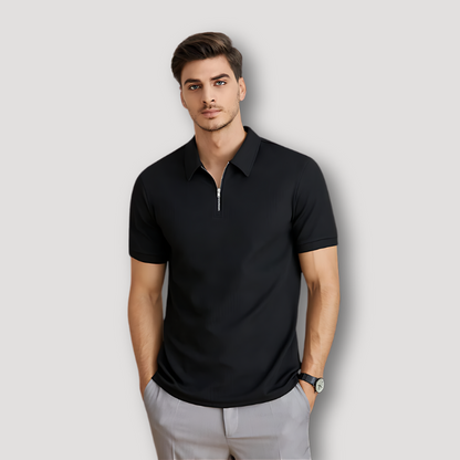 Quarter Zip Black Polo Shirts for Men