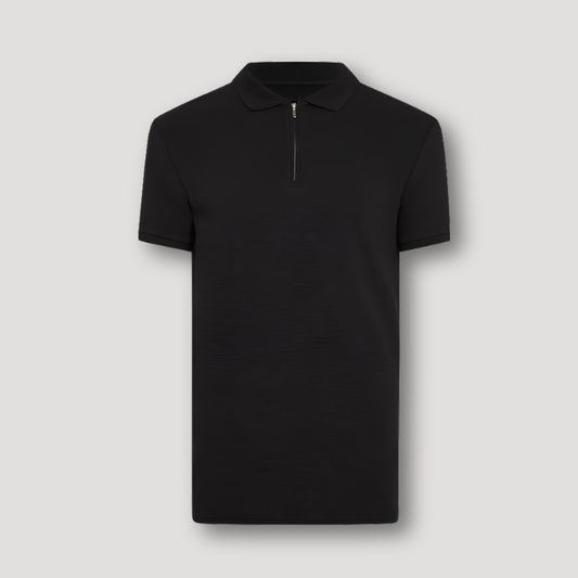 Quarter Zip Black Polo Shirts for Men