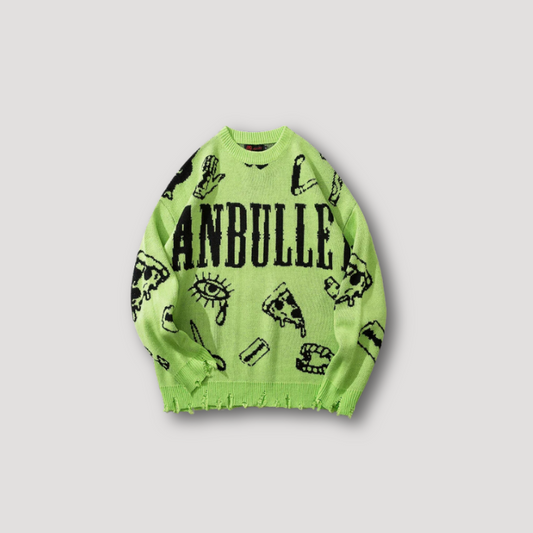 Anbullet Oversized Ripped Sweater Crew Neck