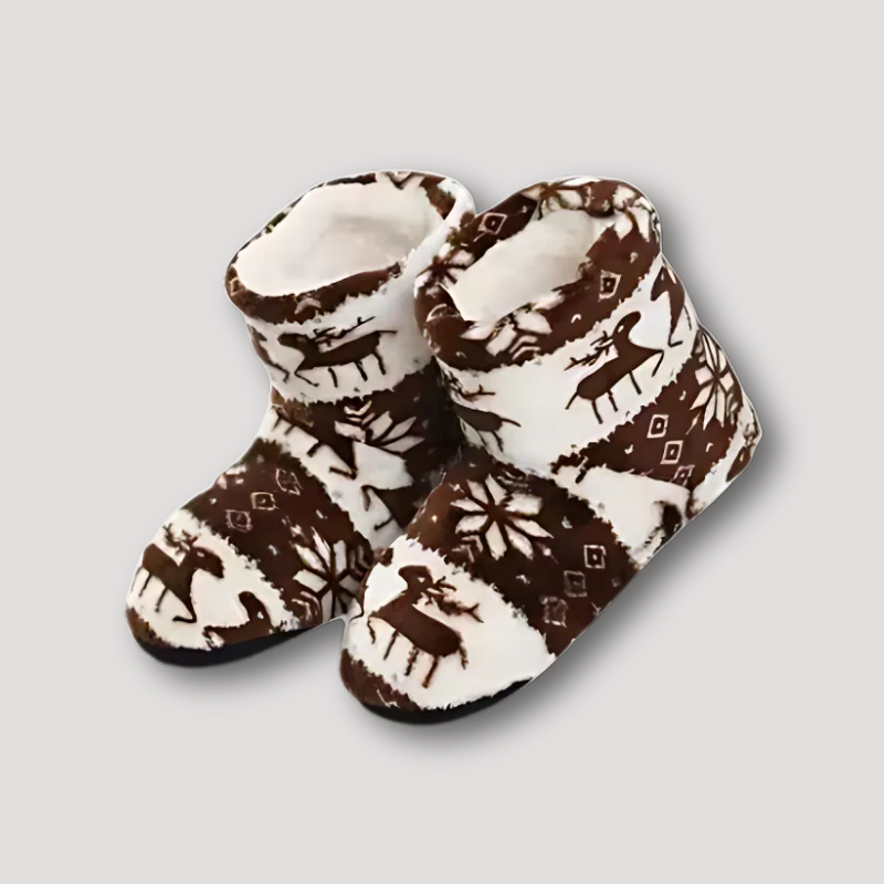 Plush Reindeer Indoor Slipper Boots for Winter