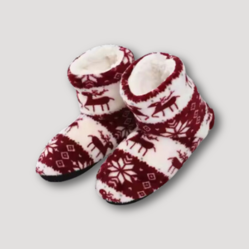 Plush Reindeer Indoor Slipper Boots for Winter