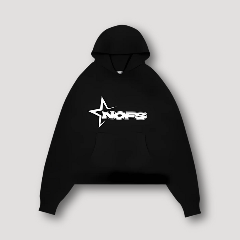 Sporty 'NOFS' Graphic Logo Print Oversized Hoodie