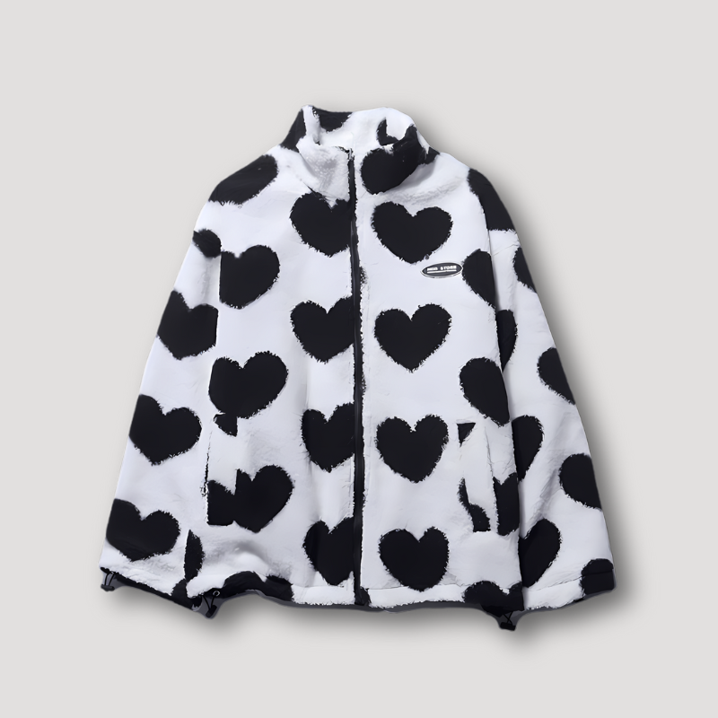 Reversible Lambswool Hearts Full Zip Fleece Jacket