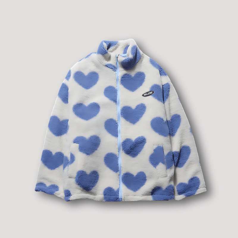 Reversible Lambswool Hearts Full Zip Fleece Jacket