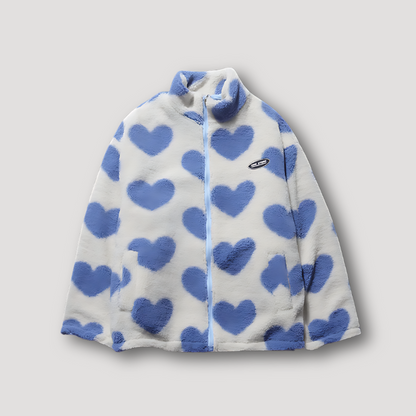 Reversible Lambswool Hearts Full Zip Fleece Jacket