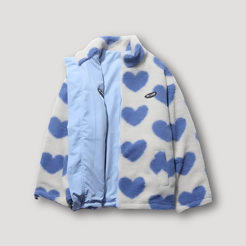 Reversible Lambswool Hearts Full Zip Fleece Jacket