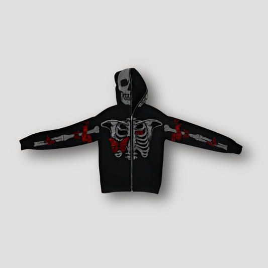 Butterfly Skelton Full zip Hoodie Graphic