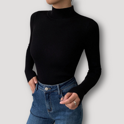 Ribbed Slim Fit Women Knit Sweater Turtleneck