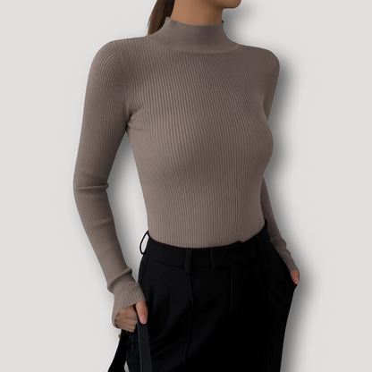 Ribbed Slim Fit Women Knit Sweater Turtleneck