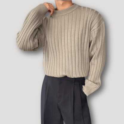 Ribbed Knitted Sweater for Men