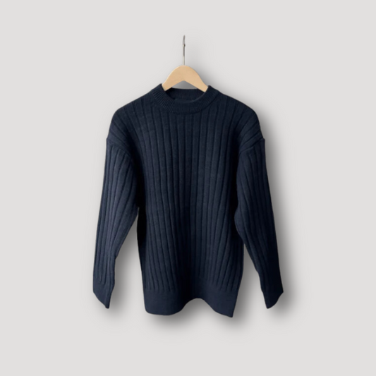 Ribbed Knitted Sweater for Men