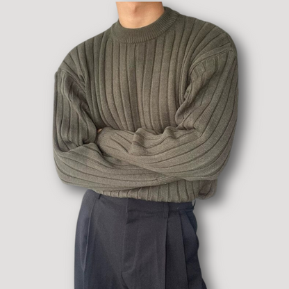 Ribbed Knitted Sweater for Men