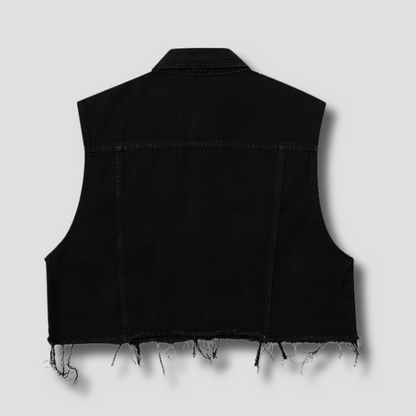 Black Ripped Denim Vest