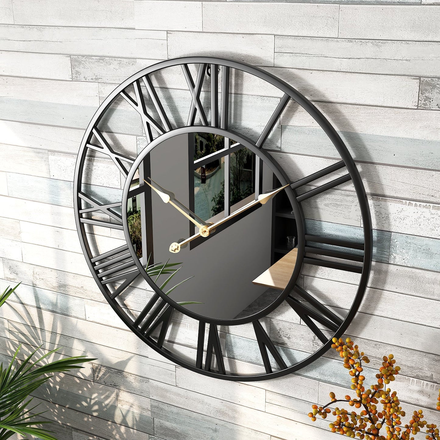 Roman Modern Mirror Wall Clock - Elegant Design - Silent Movement