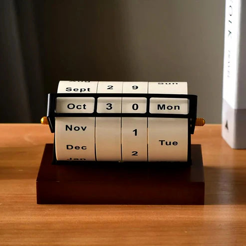 Rotating Wooden Calendar - Aluminum Material - Solid Base
