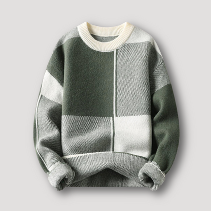 Round Neck Color Blocked Warm Men's Sweater