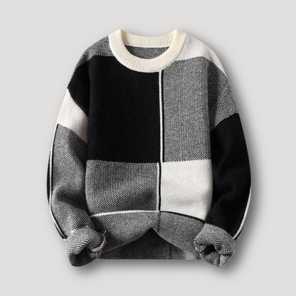 Round Neck Color Blocked Warm Men's Sweater