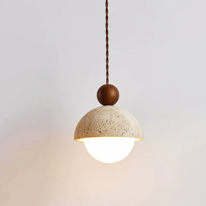 Rustic Cave Style Pendant Light - Stone Material - Wall Switch