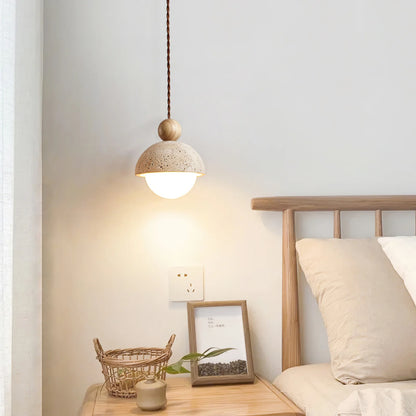 Rustic Cave Style Pendant Light - Stone Material - Wall Switch