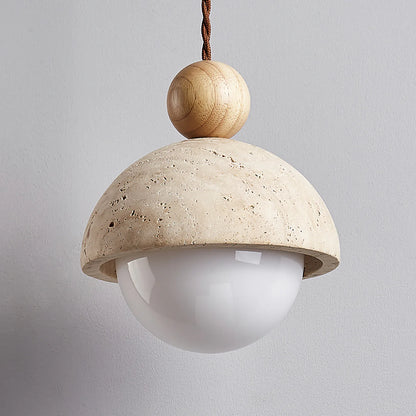 Rustic Cave Style Pendant Light - Stone Material - Wall Switch