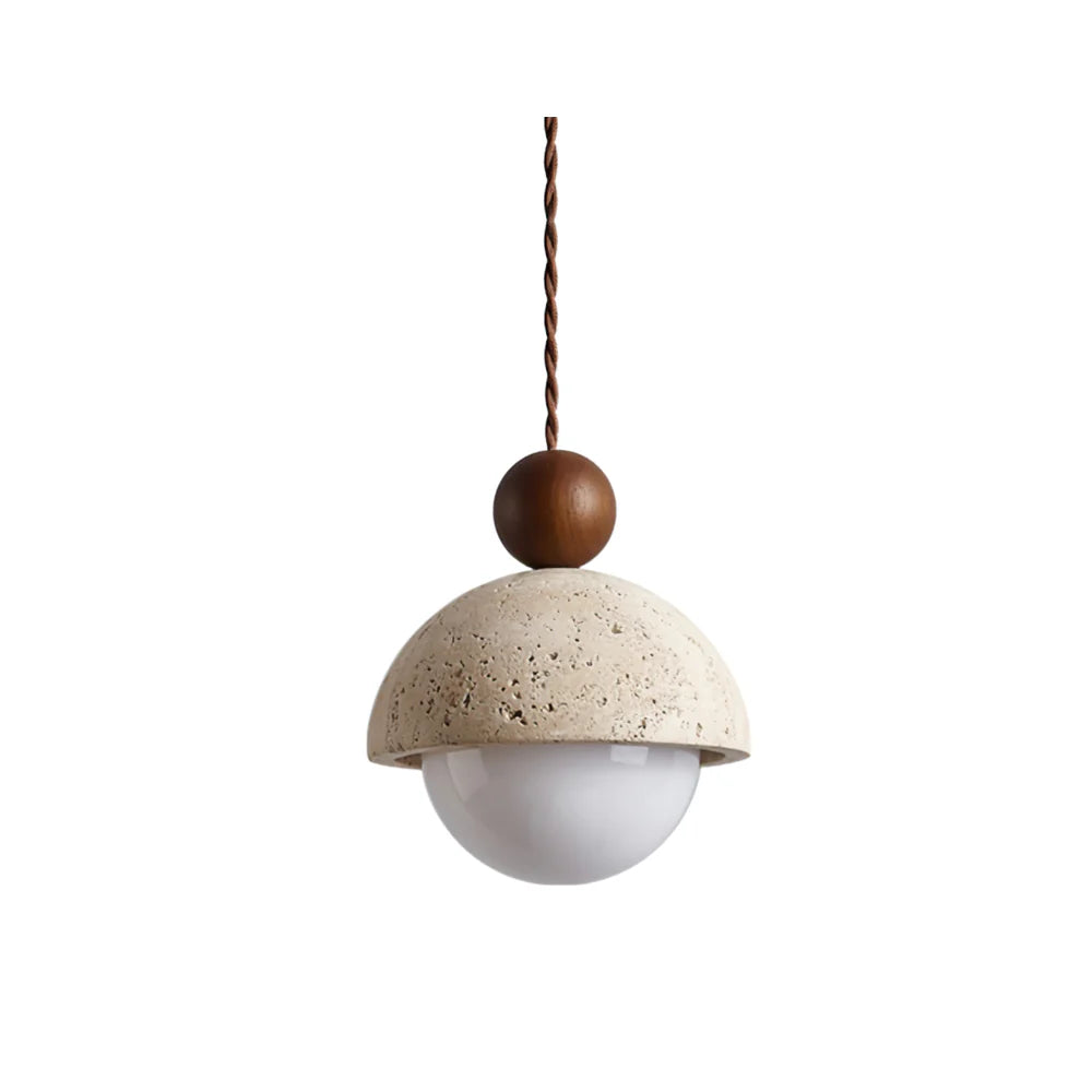 Rustic Cave Style Pendant Light - Stone Material - Wall Switch