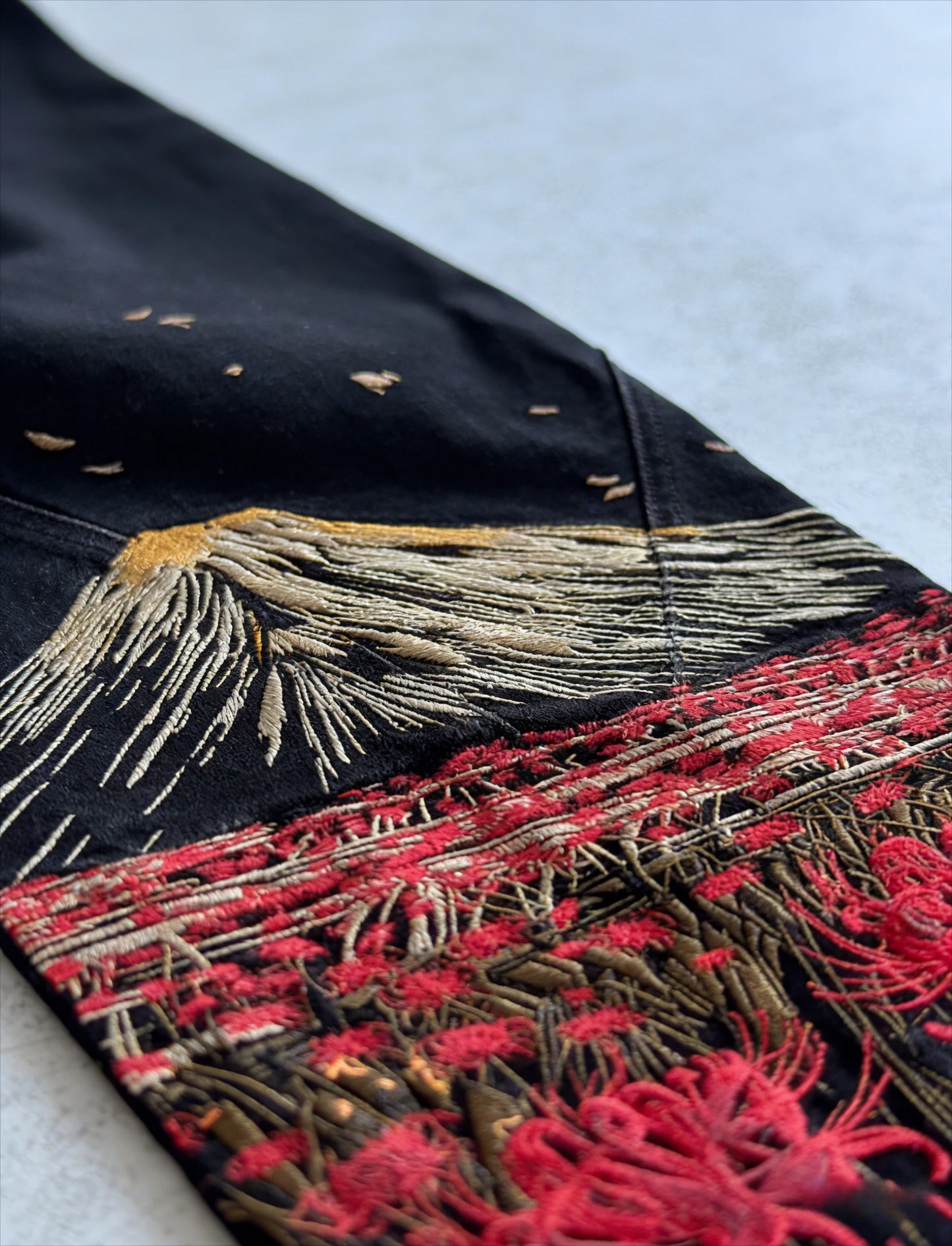 Harajuku Samurai Embroidered Oversized Jeans - High Waist - Straight Leg Pants