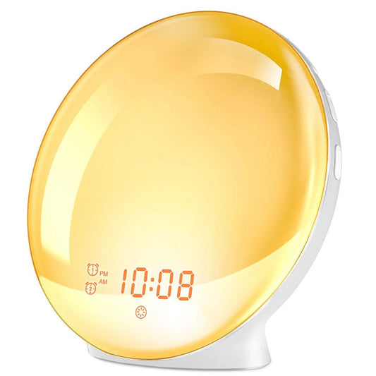 Wake Up Light Alarm Clock - Sunrise Sunset Simulation - FM Radio - Dual Alarm - White