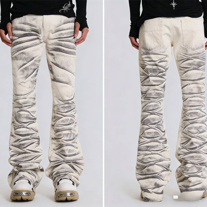Harajuku Samurai Embroidered Oversized Jeans - High Waist - Straight Leg Pants