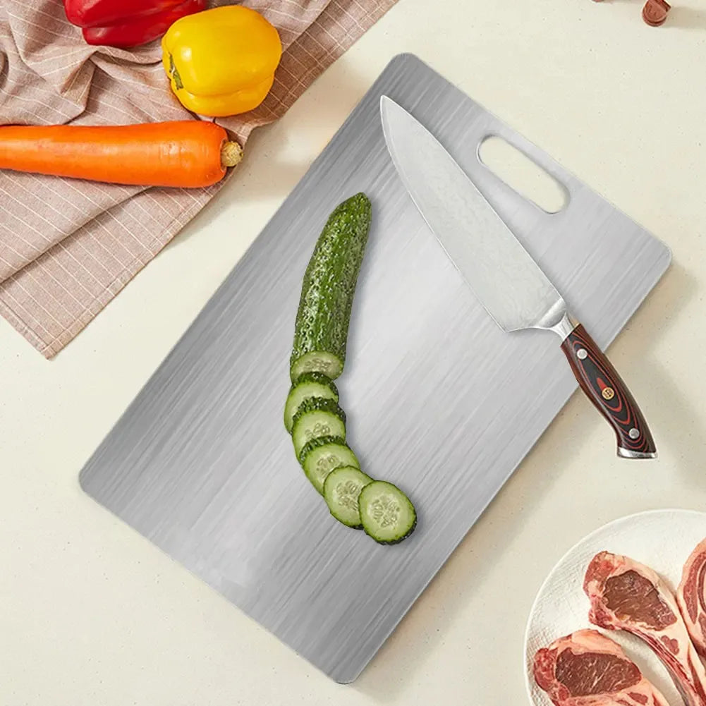 Stainless Steel Cutting Board – 24x15cm, Double-Sided, 180g, Anti-Bacterial