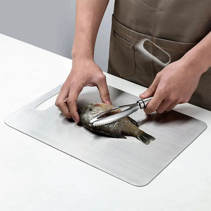 Stainless Steel Cutting Board – 24x15cm, Double-Sided, 180g, Anti-Bacterial