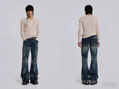 Harajuku Samurai Embroidered Oversized Jeans - High Waist - Straight Leg Pants