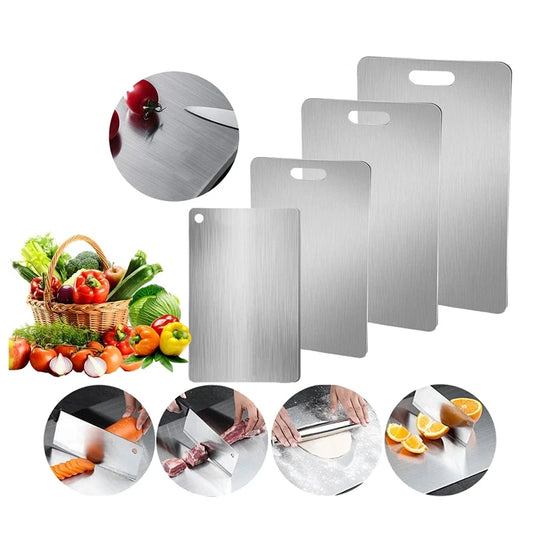 Stainless Steel Cutting Board – 24x15cm, Double-Sided, 180g, Anti-Bacterial