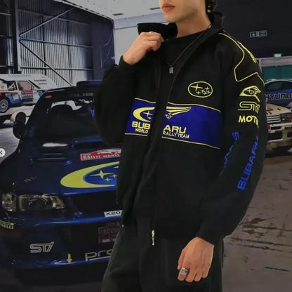 Subaru Rally Racing Jacket - Embroidered Motorsport Windbreaker