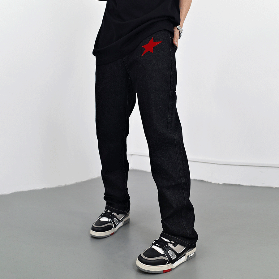 Red Star Graphic Black Jeans | RR