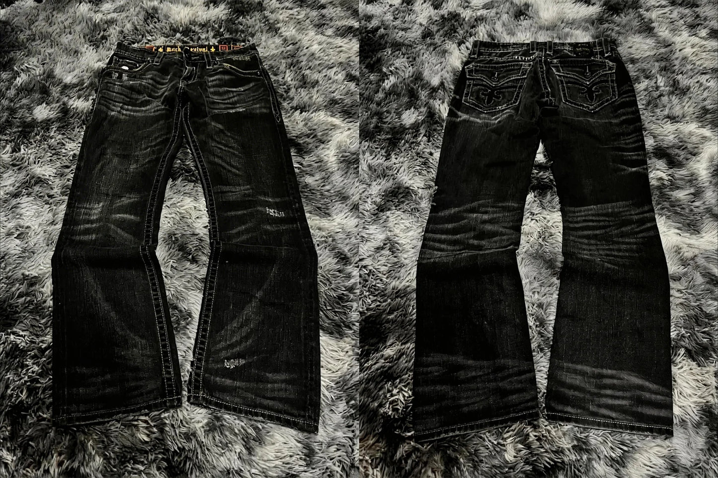 Harajuku Samurai Embroidered Oversized Jeans - High Waist - Straight Leg Pants