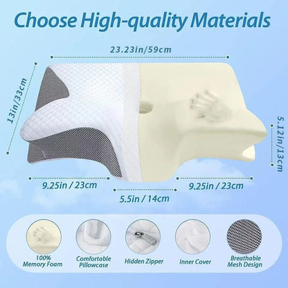 Cervical Memory Foam Pillow - Orthopedic - Neck Pain Relief Pillow - Soft Foam