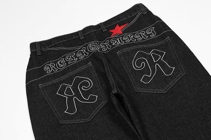 Red Star Graphic Black Jeans | RR