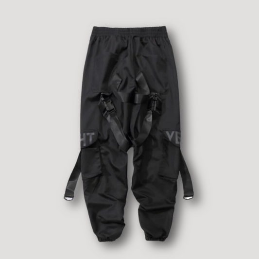 Black Techwear Jogger Pants Men