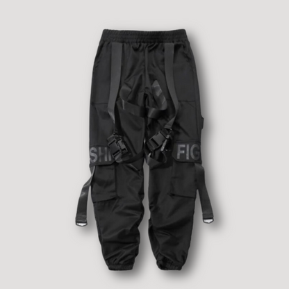 Black Techwear Jogger Pants Men