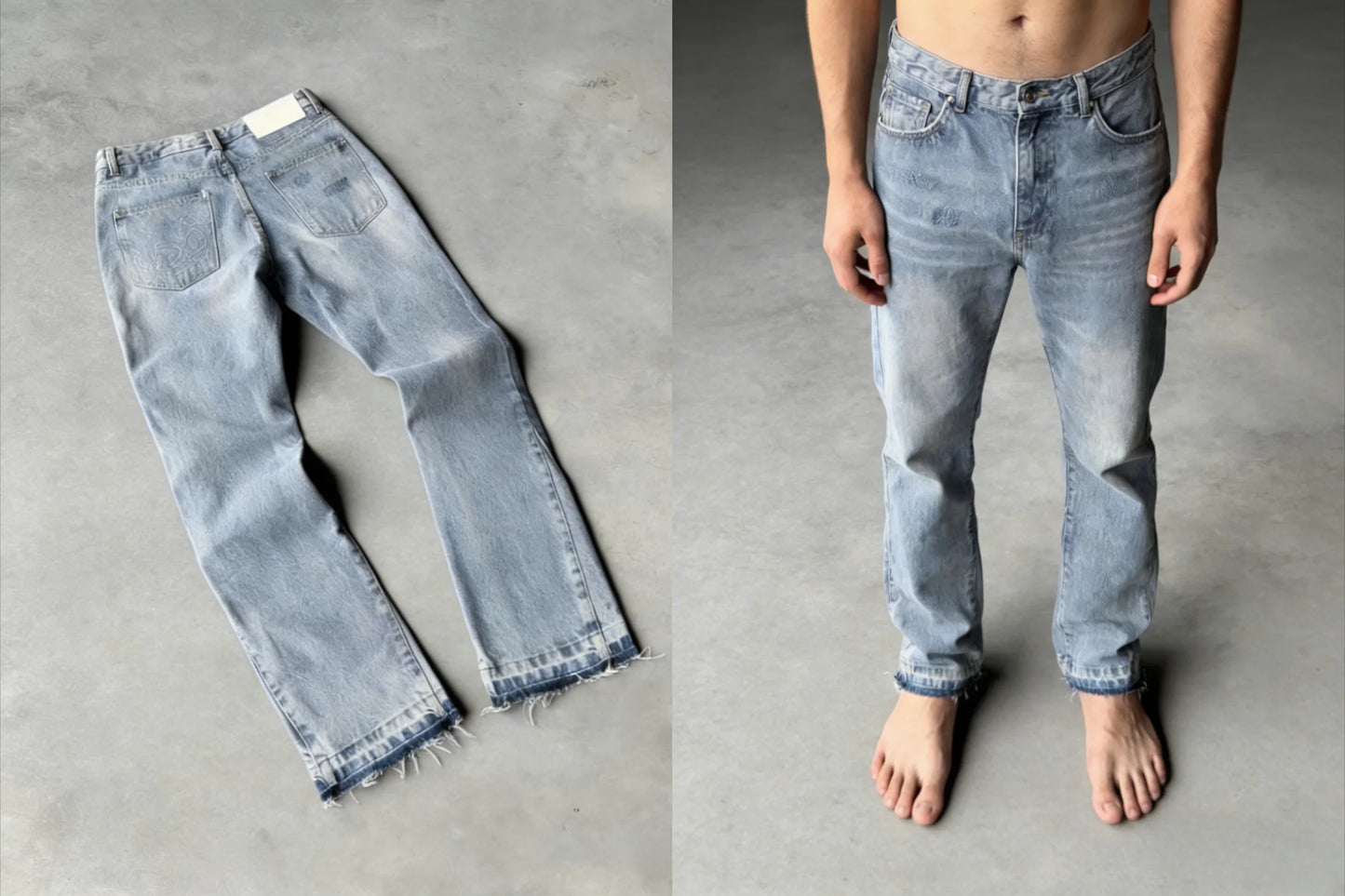Harajuku Samurai Embroidered Oversized Jeans - High Waist - Straight Leg Pants