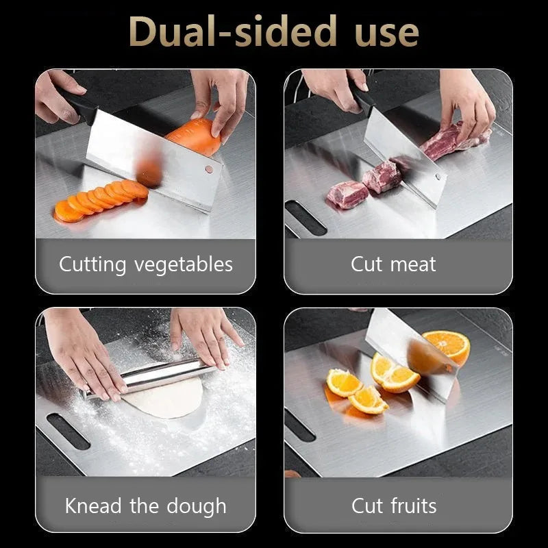 Stainless Steel Cutting Board – 24x15cm, Double-Sided, 180g, Anti-Bacterial