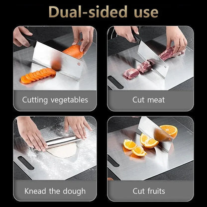 Stainless Steel Cutting Board – 24x15cm, Double-Sided, 180g, Anti-Bacterial